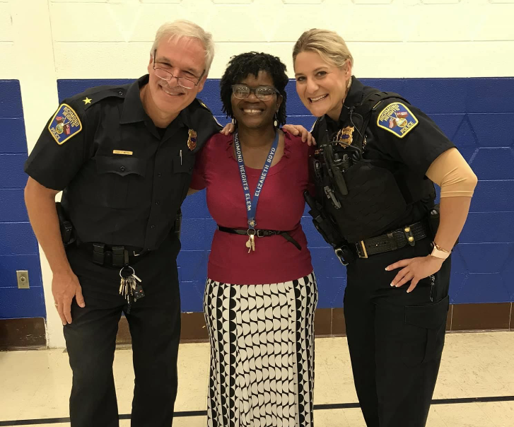 Chief Tom Wetzel, Elementary Principal Elizabeth Boyd and Lt. Denise DeBiase. Photo courtesy of Richmond Heights Police Department
