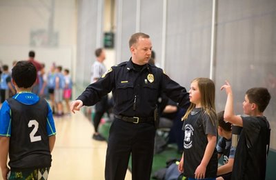 Medina County Sheriff Terry Grice takes part in a MCPAL after-school program while he was Montville police chief. Photo Courtesy of MCPAL