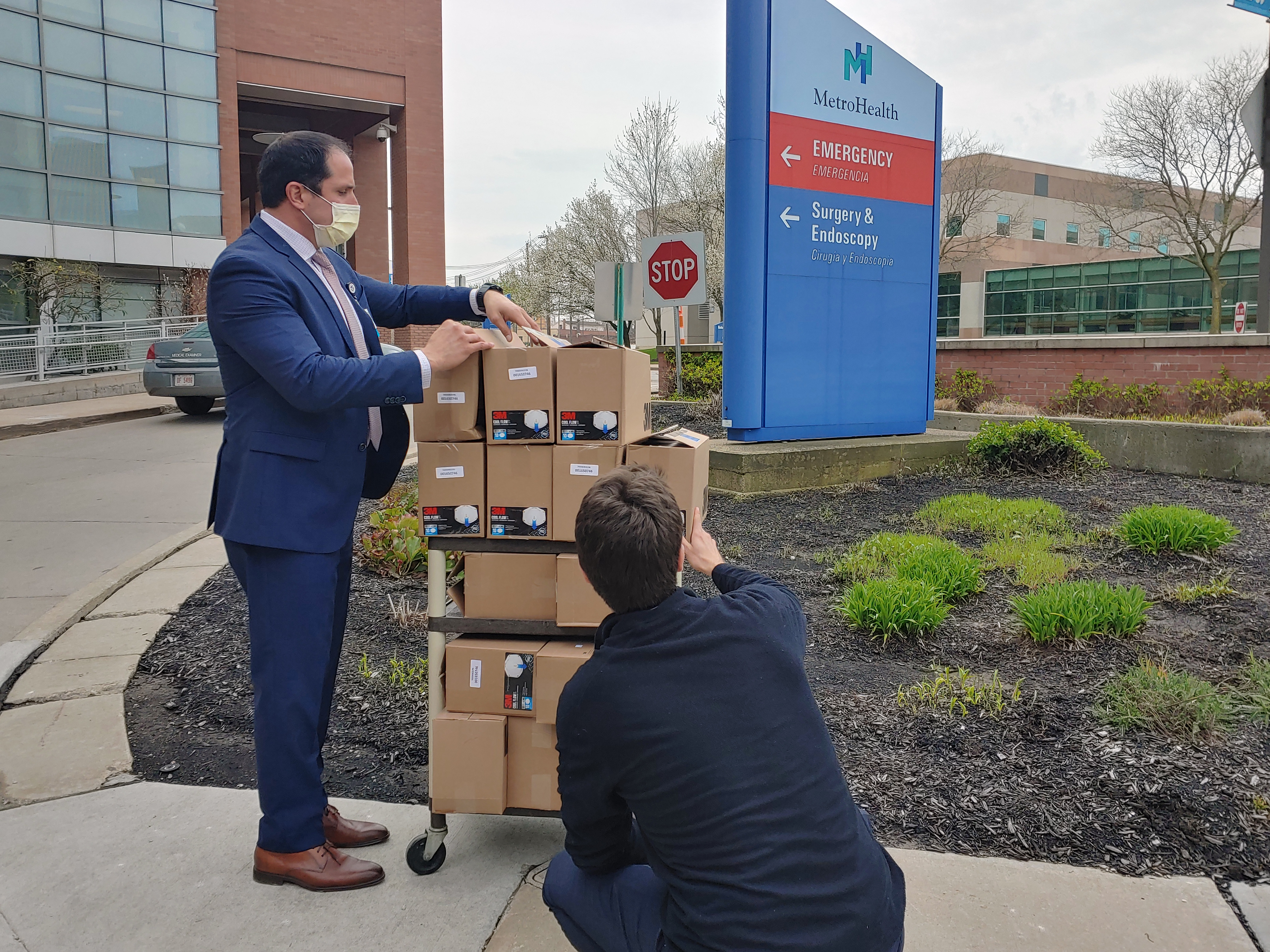 Boxes of N95 masks forfeited by a Chagrin Falls man accused of  price gouging are delivered to MetroHealth in Cleveland