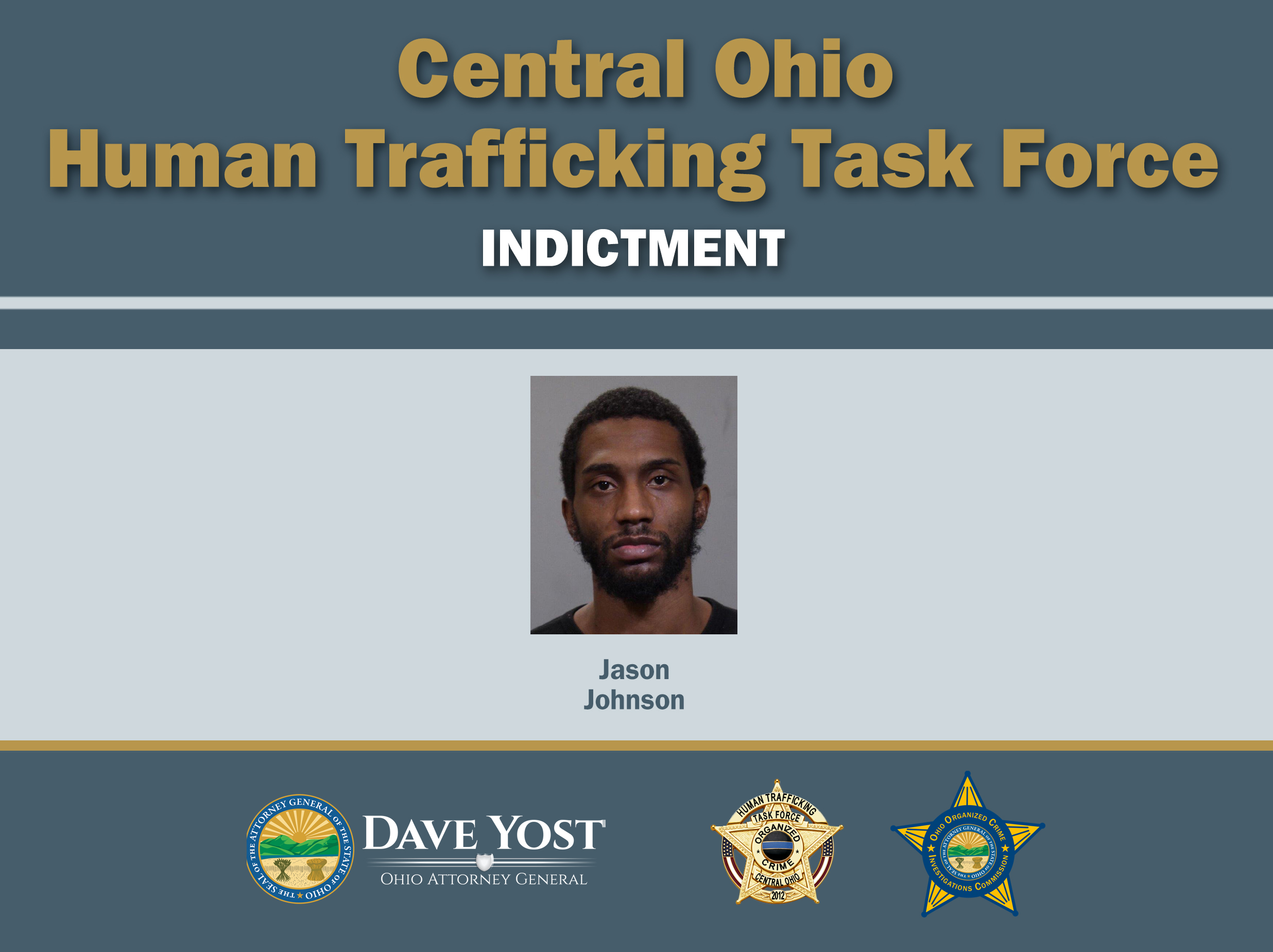 A Franklin County grand jury returned a 12–count indictment against Jason Javon Johnson