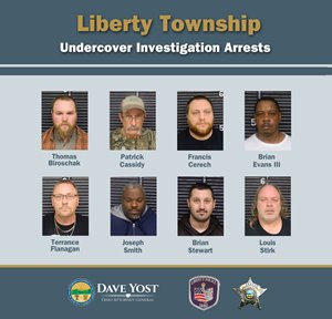 Eight men were arrested on charges of possession of criminal tools and solicitation