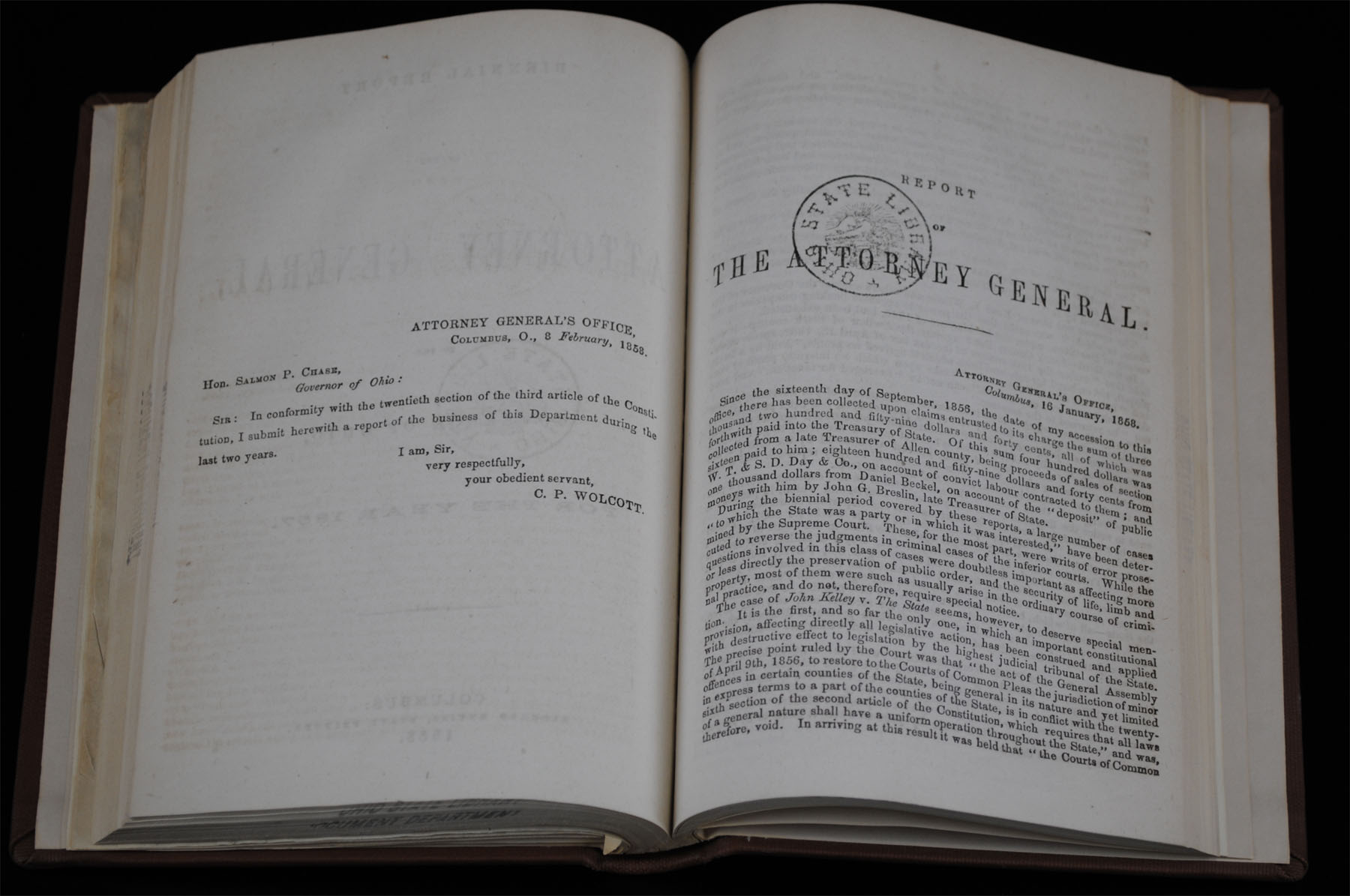 Attorney General’s Annual Report, ca. 1858 