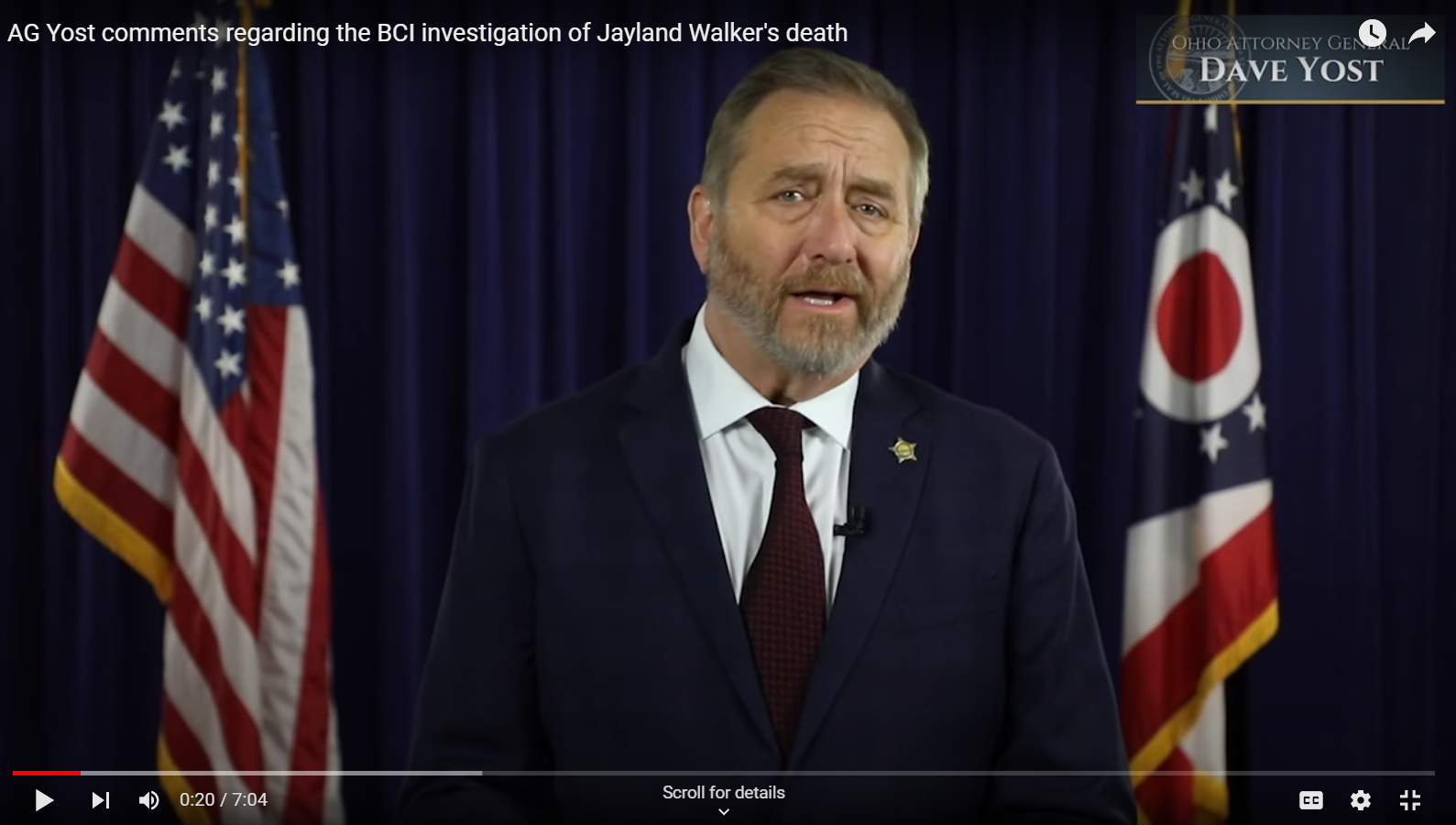 AG Yost comments regarding the BCI investigation of Jayland Walker's death