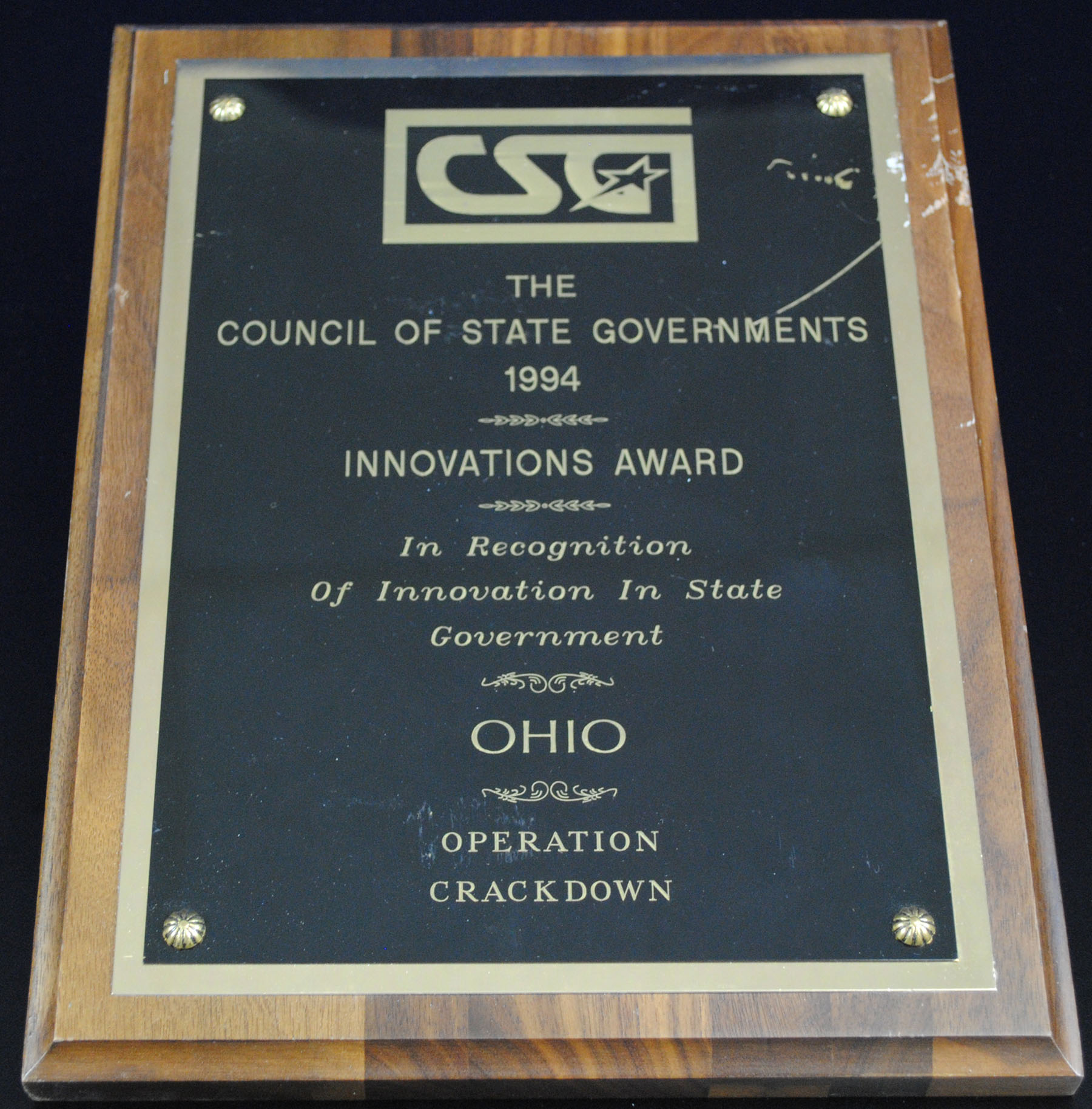 Attorney General Lee Fisher's Innovations Award from the Council of State Governments  